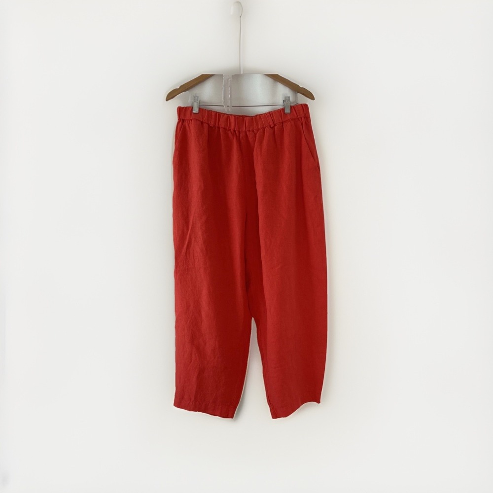 Poetry Womens Pants US 12  Heavy Linen Barrel Leg Trousers Orange Red  NWT